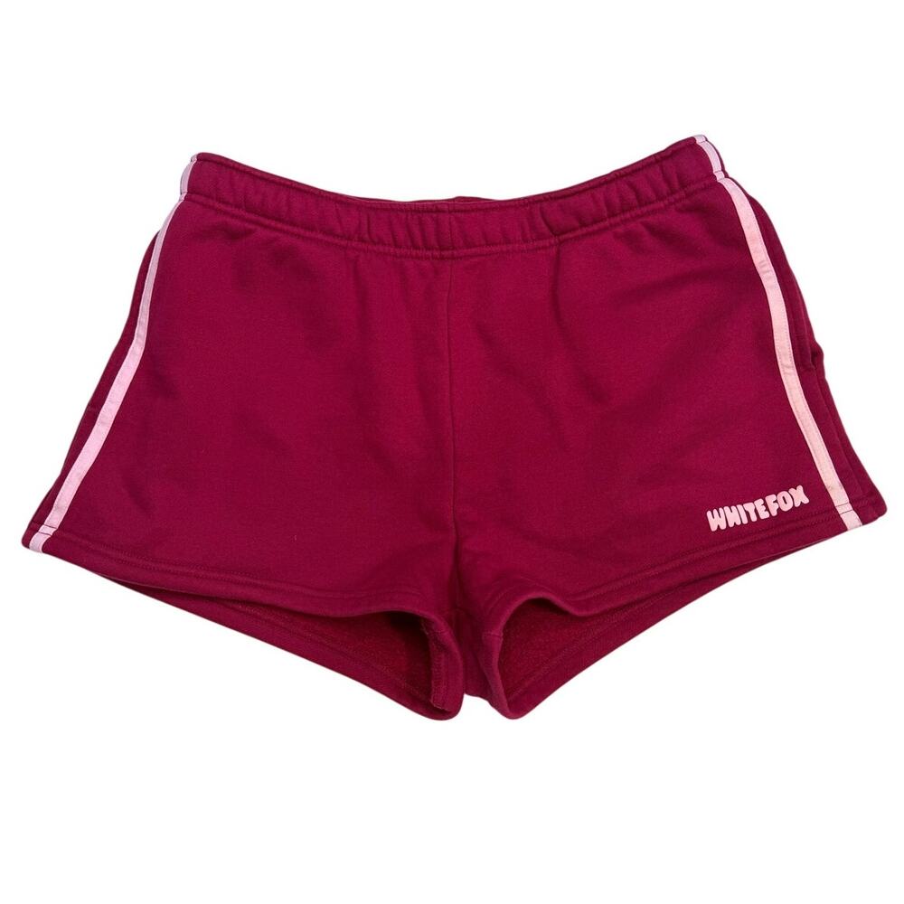 White Fox Lounge Shorts Large Raspberry Jelly Fleece Lined Comfy Athletic Casual - Picture 2 of 10